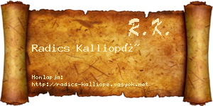 Radics Kalliopé névjegykártya